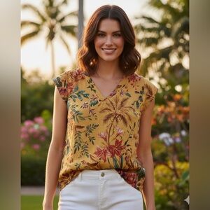 RACHEL Rachel Roy Tropical Floral V-Neck Blouse Women’s size 1x